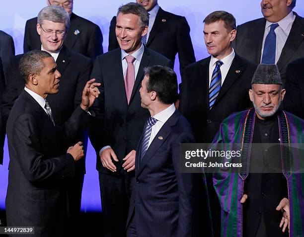 President Barack Obama, NATO Secretary General Anders Fogh Rasmussen, Afghan President Hamid Karzai Canadian Prime Minister Stephen Harper, Norwegen...