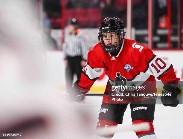 Shannon Stewart of Team Scotiabank skates against Team Harvey’s at Canadian Tire Centre on December 10, 2022 in Ottawa, Ontario, Canada.