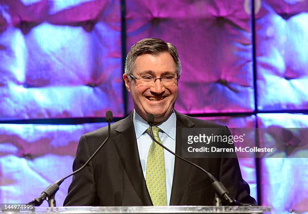 Glenn Britt accepts PAR Accolade and speaks during the WICT Signature Luncheon May 21, 2012 at the Westin Boston Waterfront Hotel in Boston,...