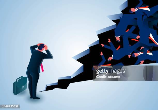 employment crisis, career crisis, economic development has not yet recovered from the economic downturn, the economic crisis, a wide range of layoffs in various enterprises, a wave of unemployment, isometric desperate businessme - hollow stock illustrations