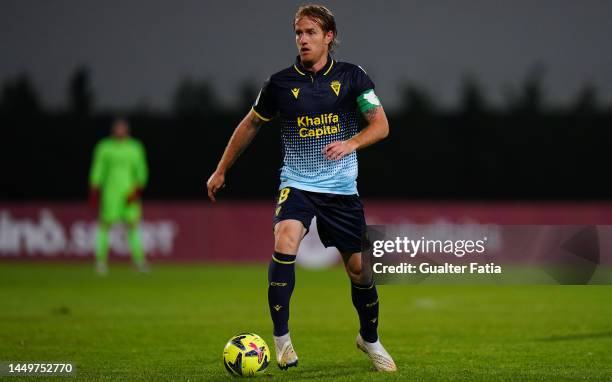 Alex Fernandez of Cadiz CF in action during the Friendly match between AS Roma and Cadiz CF at Estadio Municipal de Albufeira on December 16, 2022 in...