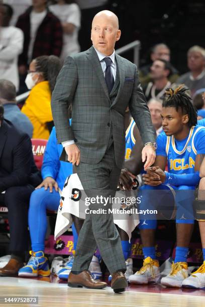 Head coach Mick Cronin of the UCLA Bruins looks on during a college basketball game against the Maryland Terrapins at Xfinity Center on December 14,...