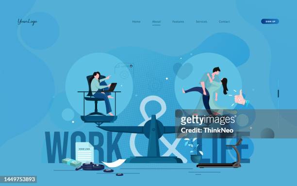 bildbanksillustrationer, clip art samt tecknat material och ikoner med work life balance concept - people working casual