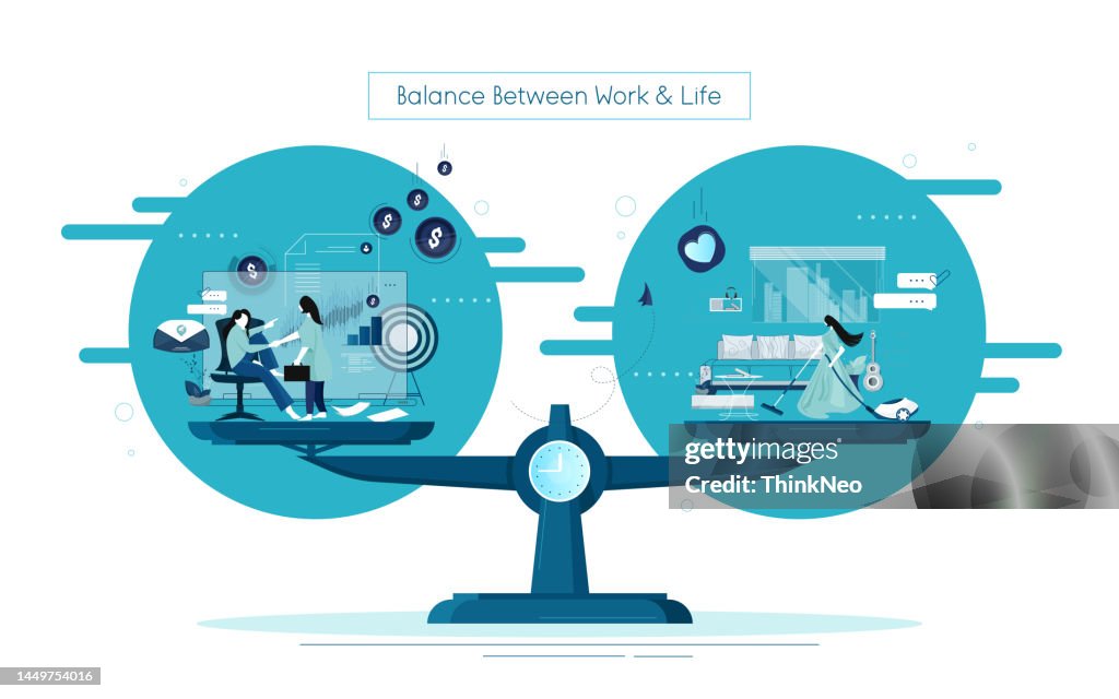 Work Life Balance Scale Concept High-Res Vector Graphic - Getty Images