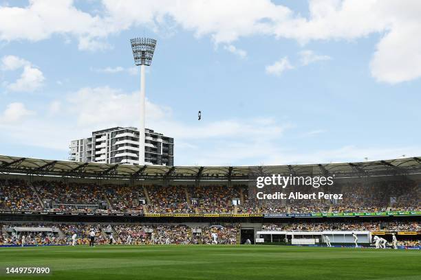 General view of play during day one of the First Test match between Australia and South Africa at The Gabba on December 17, 2022 in Brisbane,...