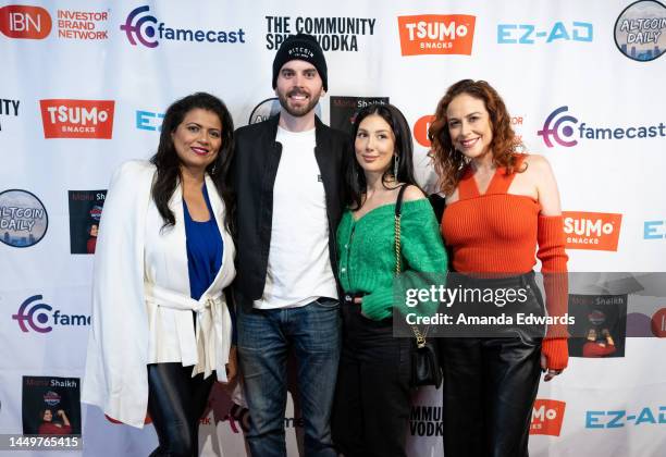 Comedian Mona Shaikh, co-host and co-founder of Altcoin Daily Austin Arnold, Margarita Vasilevski and television personality Shira Lazar attend the...