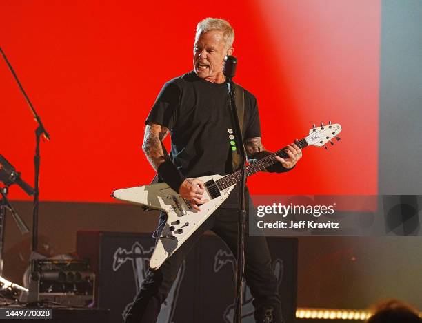 James Hetfield of Metallica performs onstage as Metallica Presents: The Helping Hands Concert at Microsoft Theater on December 16, 2022 in Los...