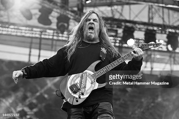Jeff Hanneman of American thrash metal band Slayer, live on stage at Sonisphere Festival, June 16 Warsaw.