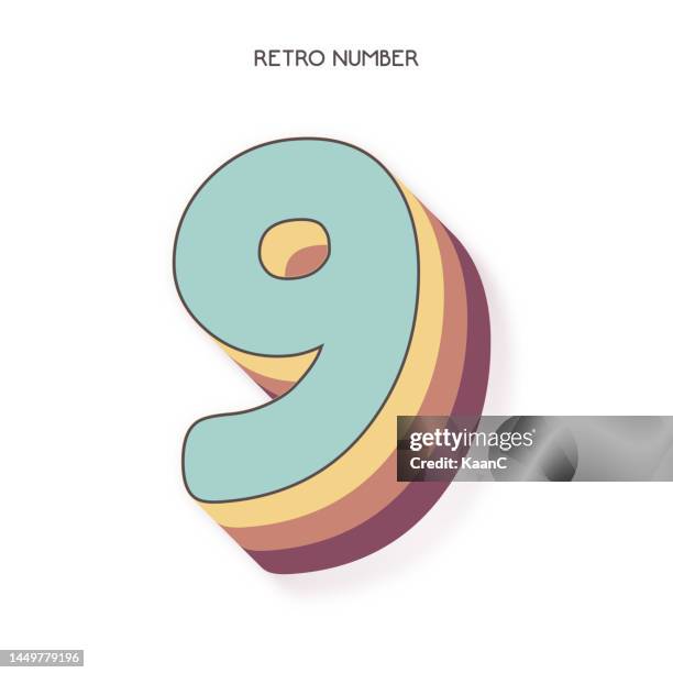 number 9. retro style lettering stock illustration. invitation or greeting card vector stock illustration - hand drawn number 6 stock illustrations