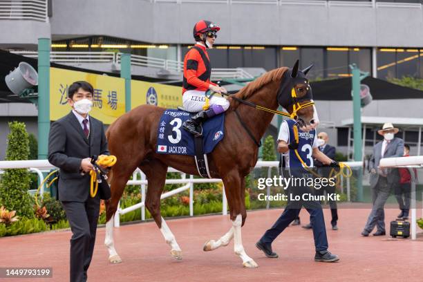 Jockey Yutaka Take riding Jack D'Or during the Race 8 Longines Hong Kong Cup at Sha Tin Racecourse on December 11, 2022 in Hong Kong.