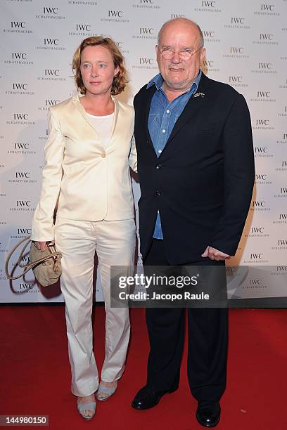 Peter Lindbergh and his wife Petra attend IWC Filmmakers Dinner At Eden Roc - Red Carpet Arrivals - 65th Annual Cannes Film Festival at Hotel Du...