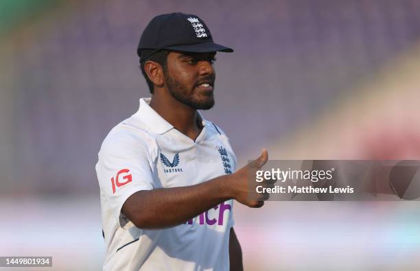Rehan Ahmed of England pictured during day one of the Third Test match between Pakistan and England at Karachi National Stadium on December 17, 2022...
