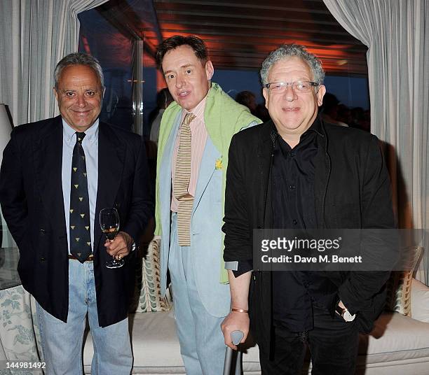 Taki Theodoracopulos, Nick Foulkes and Jeremy Thomas attend the IWC and Finch's Quarterly Review Annual Filmmakers Dinner at Hotel Du Cap-Eden Roc on...