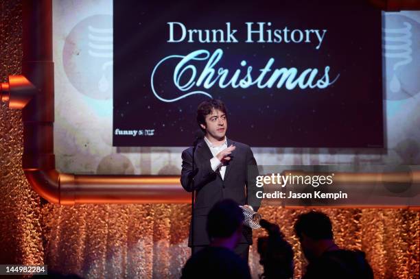 Drunk History creator Derek Waters accepts award at the 16th Annual Webby Awards on May 21, 2012 in New York City.