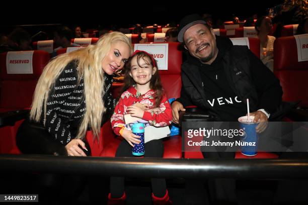 Coco Austin, Ice-T, and daughter Chanel attend a screening party for Avatar 2 on December 16, 2022 in New York City.