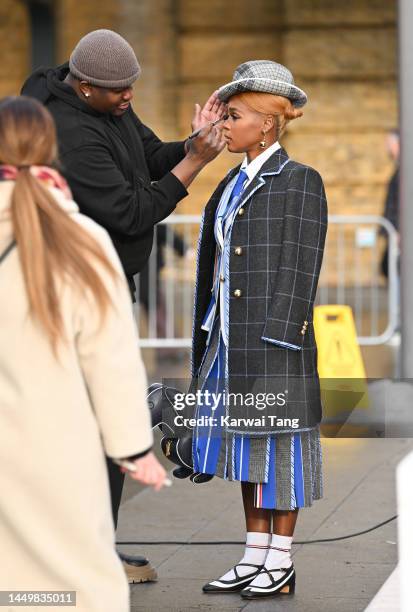 Janelle Monae attends the "Glass Onion: A Knives Out Mystery" Photocall at Kings Cross Station on December 17, 2022 in London, England.