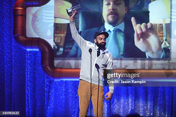 And Sunny accept Webby award at the 16th Annual Webby Awards on May 21, 2012 in New York City.