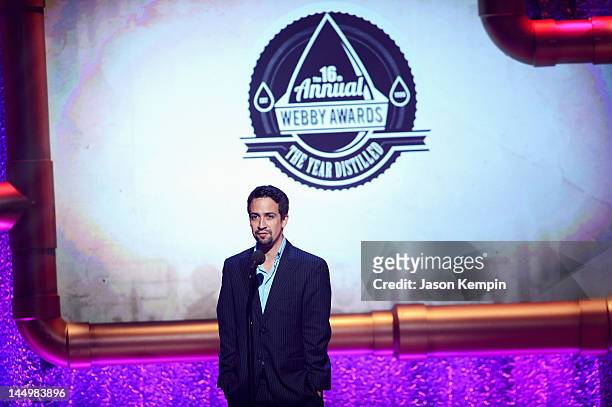 Lin-Manuel Miranda presents at the 16th Annual Webby Awards on May 21, 2012 in New York City.