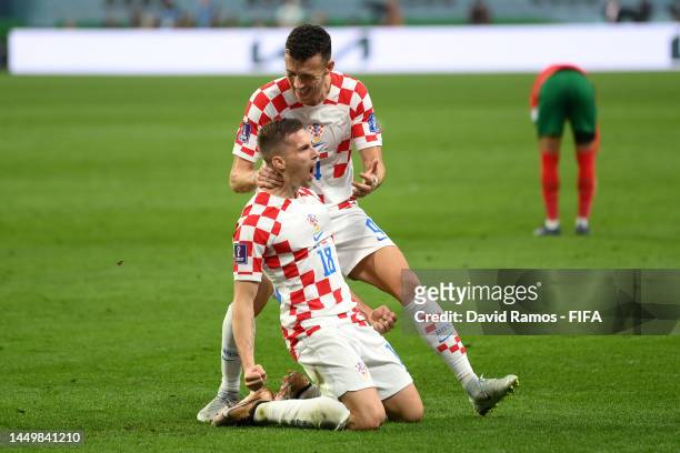 Mislav Orsic of Croatia celebrates after scoring the team's second goal during the FIFA World Cup Qatar 2022 3rd Place match between Croatia and...