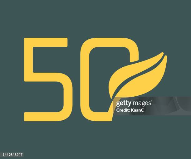 organic anniversary logo template isolated, anniversary icon label, leaf and number concept anniversary symbol vector stock illustration - 100th-anniversary-logo stock illustrations