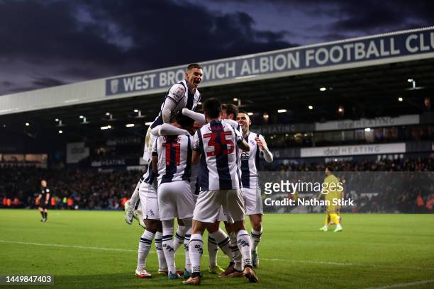 Conor Townsend celebrates after Grady Diangan of West Bromwich scores their second goal during the Sky Bet Championship between West Bromwich Albion...