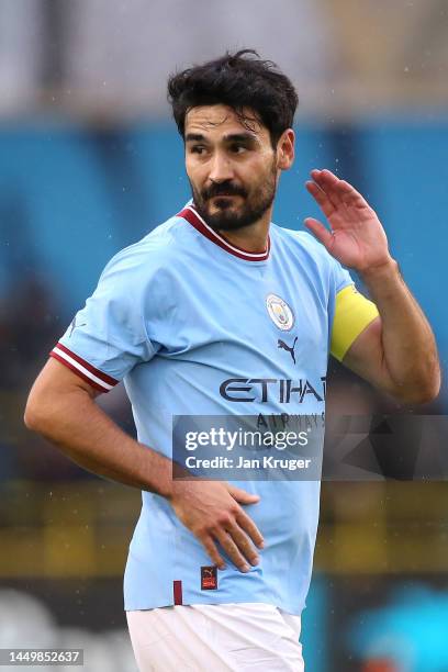 Ilkay Gundogan of Manchester City in action during the friendly match between Manchester City and Girona at Manchester City Academy Stadium on...