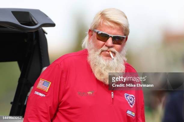 John Daly of the United States looks on from the sixth hole during the first round of the PNC Championship at Ritz-Carlton Golf Club on December 17,...