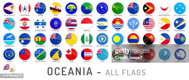 stockillustraties, clipart, cartoons en iconen met oceania flags - complete vector collection - vlag van fiji