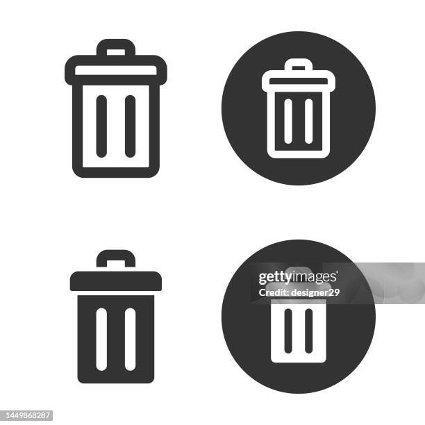 delete and trash can button icon. - bin icon stock illustrations