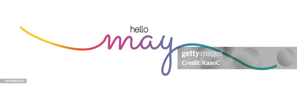 Hello May Lettering Vector Stock Illustration Handwriting Month Name ...