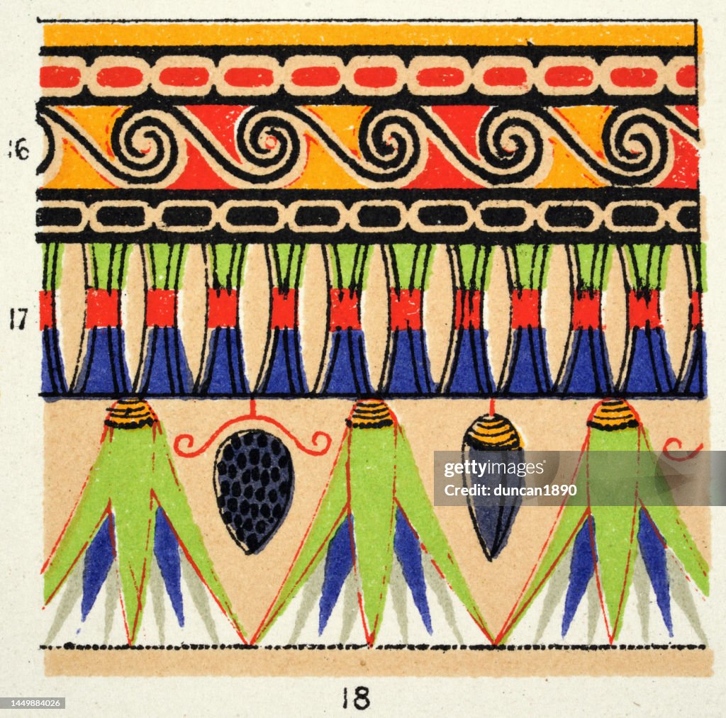 Ancient Egyptian Decorative Art 16 Pattern On Walls Of A Tomb At Gourna ...