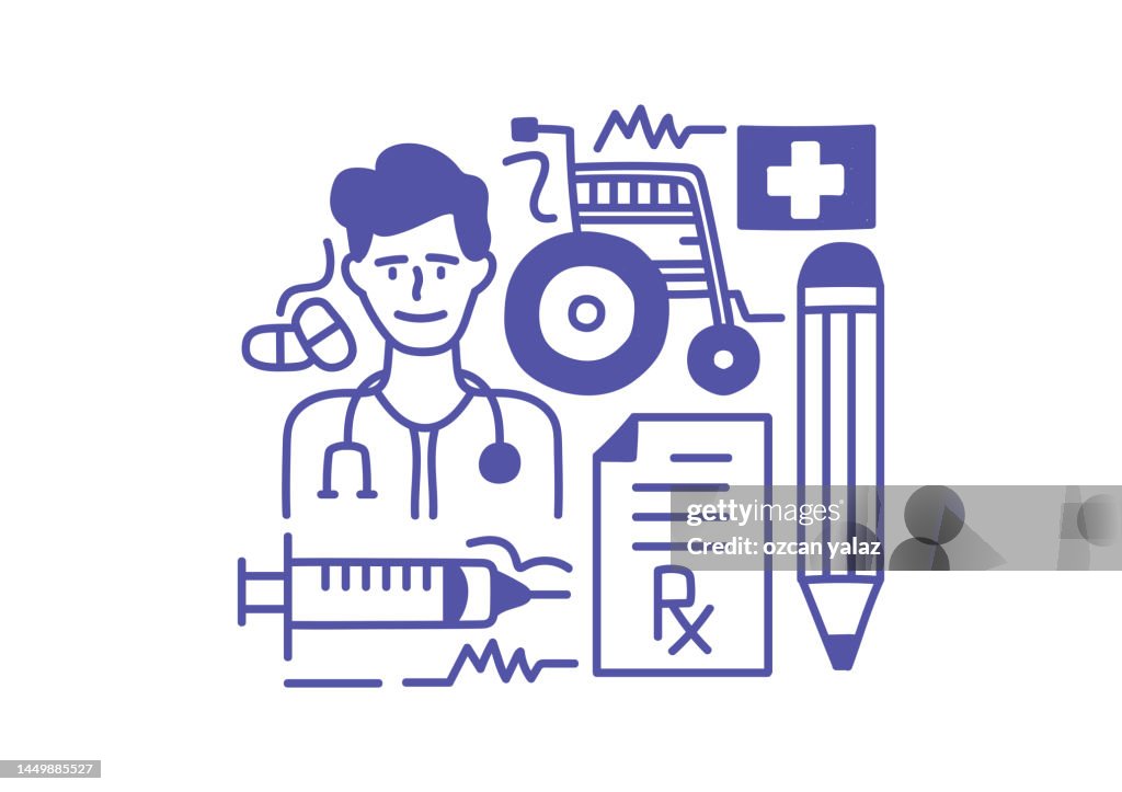 Medical Program Drawing Health And Medicine Hand Drawn Design Elegant And Simple Design That ...