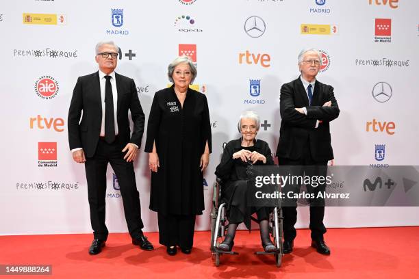 Iñaki Uranga, Estibaliz Uranga, Amaya Uranga and Carlos Zugiaga, members of El Consorcio, attends the red carpet at the 28th Forque Awards at Palacio...