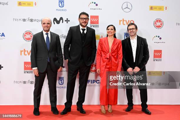 Dani de la Torre and Mariam Alvarez attend the red carpet at the 28th Forque Awards at Palacio Municipal de IFEMA on December 17, 2022 in Madrid,...