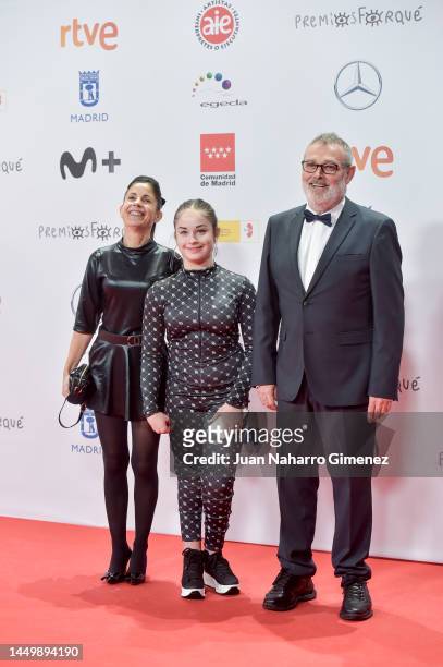 Mafalda Carbonell and Pablo Carbonell attend the red carpet at the 28th Forque Awards at Palacio Municipal on December 17, 2022 in Madrid, Spain.
