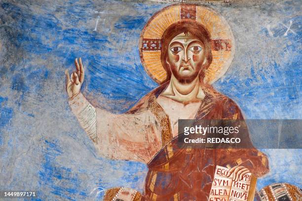 Medioeval frescoes, Benedictine Abbey of Sant'Angelo in Formis, Capua, Campania, Italy, Europe.