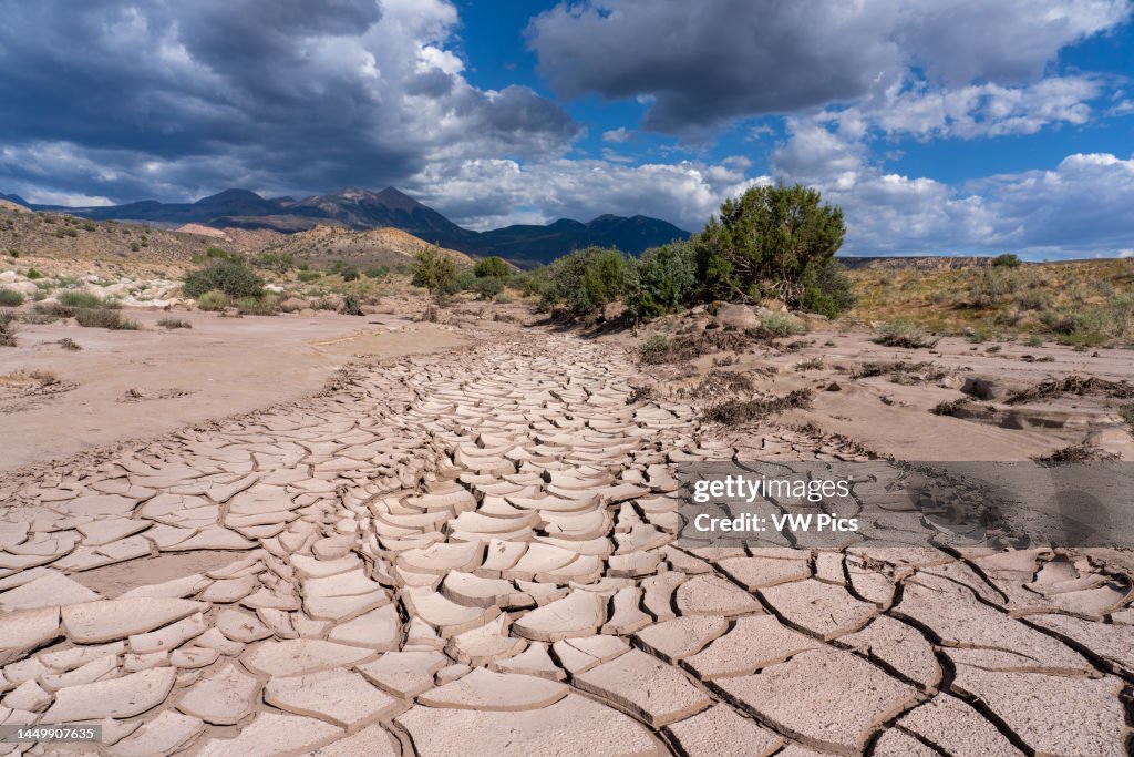 Floding Disastes Cracked mud in a dry wash after post-burn flash flooding after... News ...