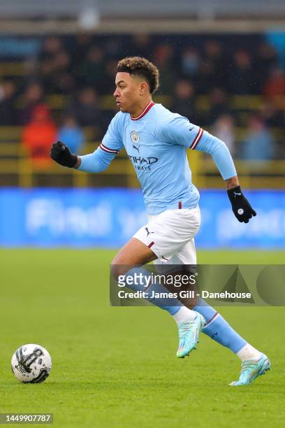 Morgan Rogers of Manchester City during the friendly match between Manchester City and Girona at Manchester City Academy Stadium on December 17, 2022...