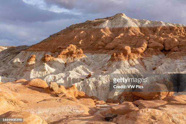 Colorful badlands in the Toadstools area o the Paria Rimrocks, Grand Staircase-Escalante National Monument, Utah. Winsor Member of the Carmel...
