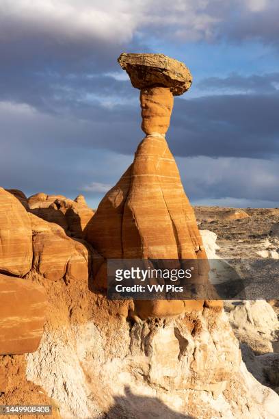 The Red Hoodoo or Toadstool Hoodoo, Paria Rimrocks, Grand Staircase-Escalante National Monument, Utah. This hoodoo is an Entrada Sandstone pillar...