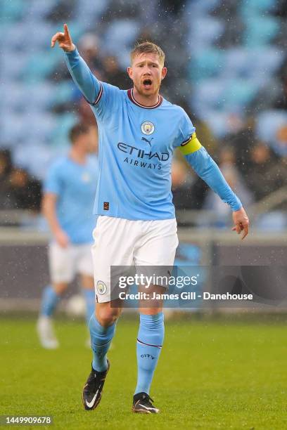 Kevin De Bruyne of Manchester City during the friendly match between Manchester City and Girona at Manchester City Academy Stadium on December 17,...