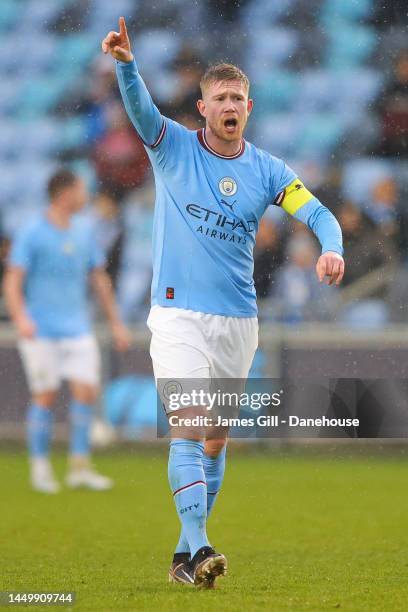 Kevin De Bruyne of Manchester City during the friendly match between Manchester City and Girona at Manchester City Academy Stadium on December 17,...