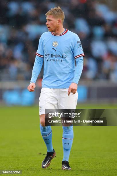 Kevin De Bruyne of Manchester City during the friendly match between Manchester City and Girona at Manchester City Academy Stadium on December 17,...