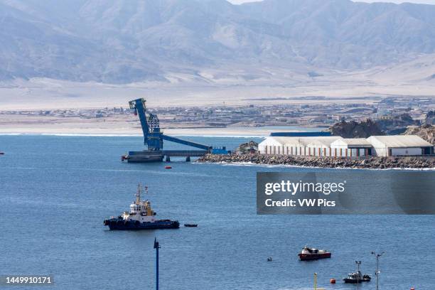 The ore loading facility at the port of Chanaral on the Pacific Ocean in the Atacama Region of northern Chile.
