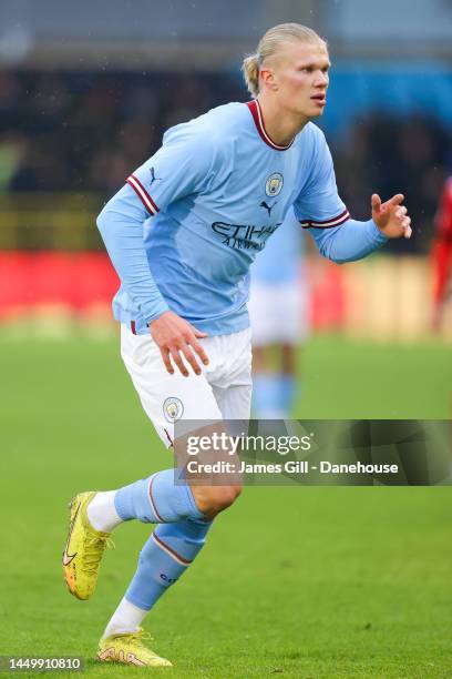 Erling Haaland of Manchester City during the friendly match between Manchester City and Girona at Manchester City Academy Stadium on December 17,...