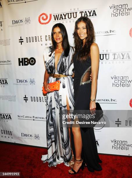 Patricia Velasquez and Dayana Mendoza attend the 10th Anniversary Wayuu Taya Gala at Dream Downtown on May 21, 2012 in New York City.