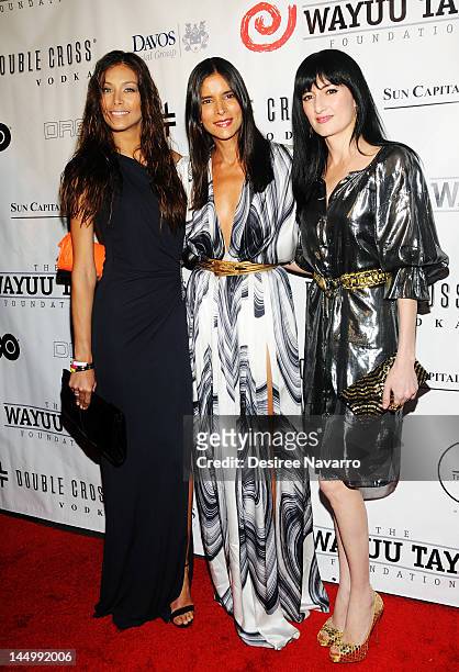 Dayana Mendoza, Patricia Velasquez, and CuCu Diamantes attend the 10th Anniversary Wayuu Taya Gala at Dream Downtown on May 21, 2012 in New York City.