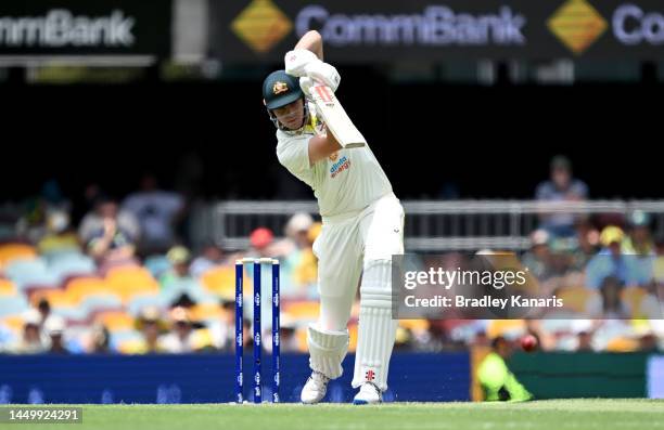 Cameron Green of Australia hits the ball to the boundary for a four during day two of the First Test match between Australia and South Africa at The...