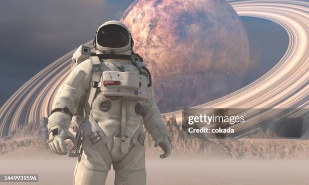 astronaut exploring remote planet - astronaut bildbanksfoton och bilder