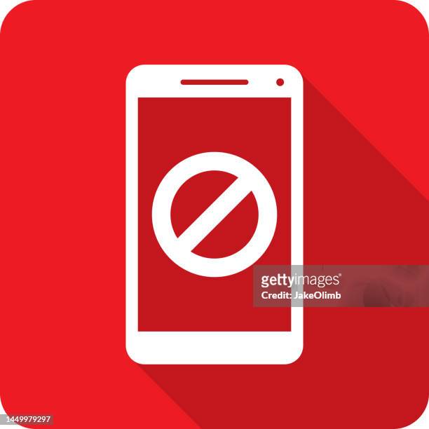 abbrechen smartphone icon silhouette - bitte nicht stören stock-grafiken, -clipart, -cartoons und -symbole